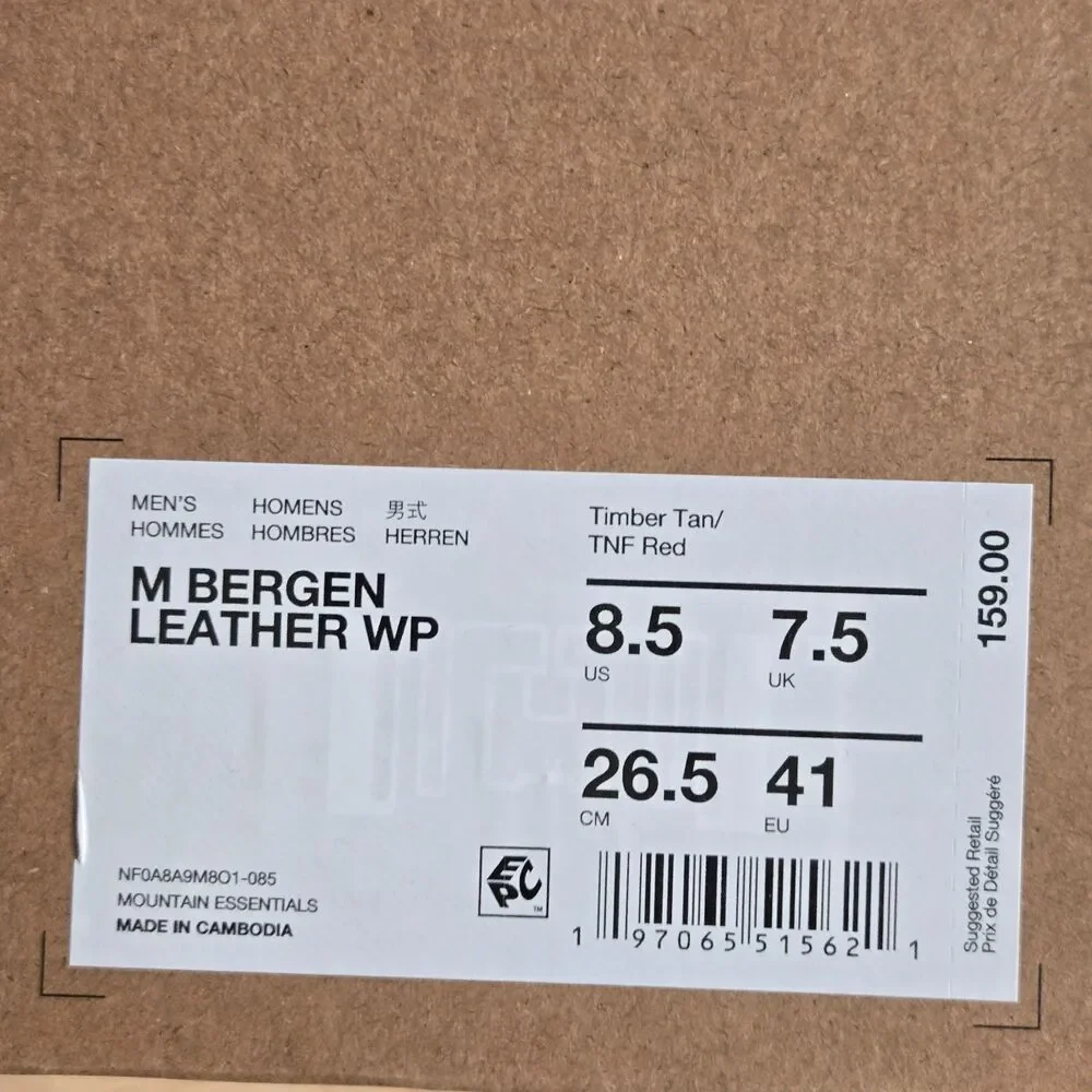 THE NORTH FACE Men's Sz 8.5 / 41 Bergen‎ Brown Leather Waterproof Boots NEW NWOB